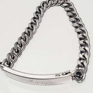 Speidel Silver Chain Bracelet. Personalized Men's Bracelet. Tagged "Marty"🌴